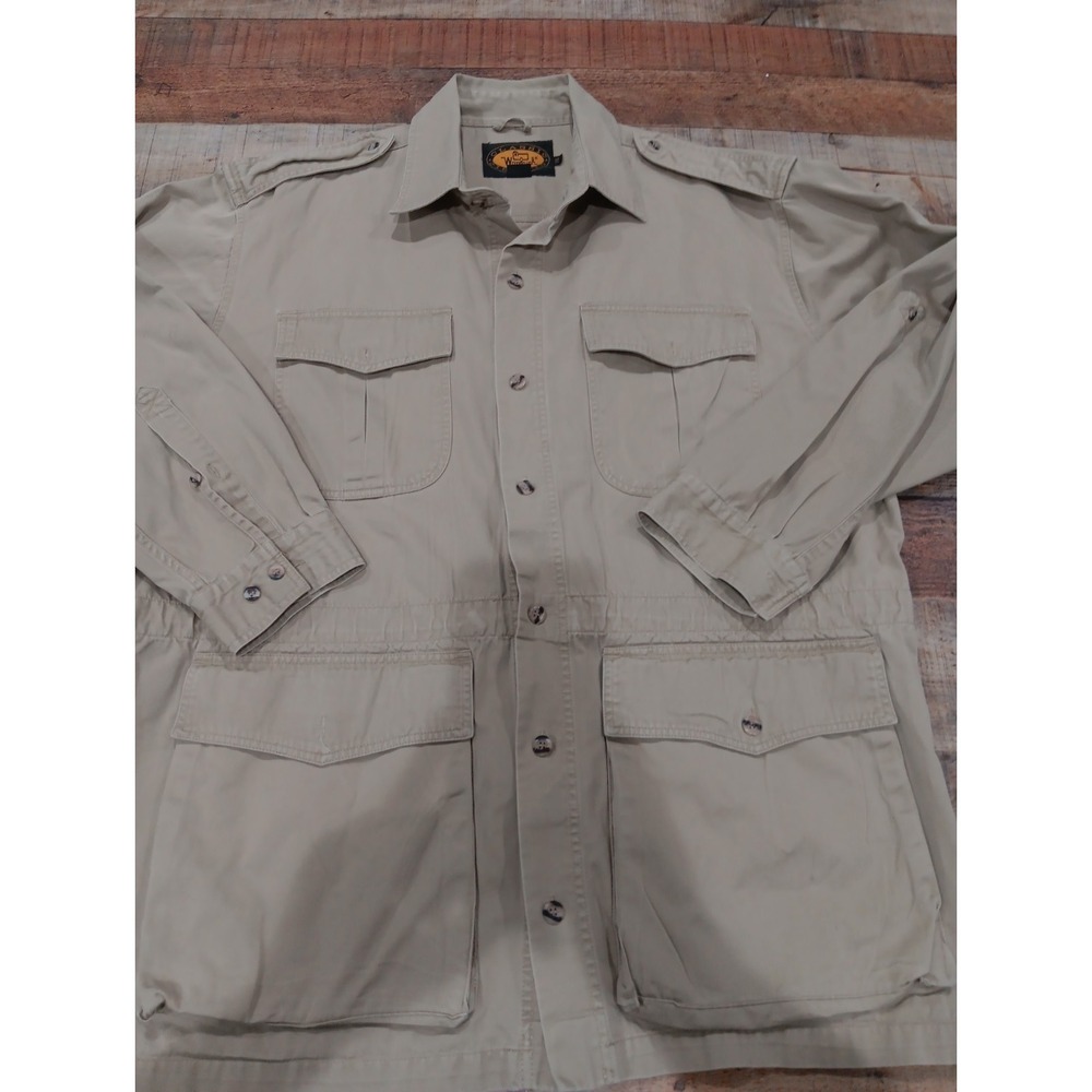 VTG Woolrich Men's Safari Jacket 2XL 90s Breen Cotton Field 4-Pkt (2754)